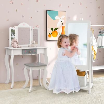 Freistehender Volllänge-Kleidungsspiegel mit 360-Grad-drehbarem rechteckigem Design