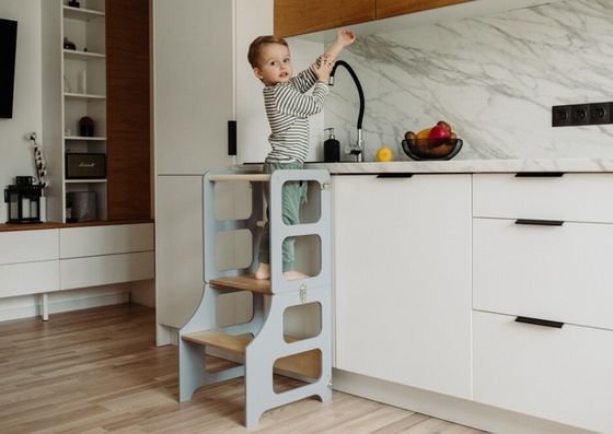 Postverpackung Wohnzimmer Küche Turm 3in1 Klappsteiger Stuhl Schreibtisch Rutsche für Kinder