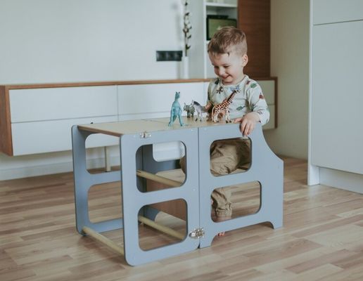 Postverpackung Wohnzimmer Küche Turm 3in1 Klappsteiger Stuhl Schreibtisch Rutsche für Kinder