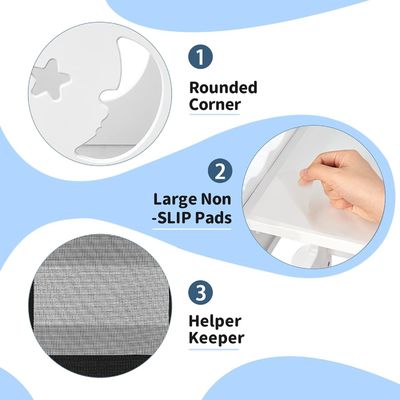 Schwarz-Weiß Aktivitätsbrett Kleinkind Küchenhocker Drucklasergravur Saison Alle Jahreszeiten