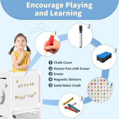 Schwarz-Weiß Aktivitätsbrett Kleinkind Küchenhocker Drucklasergravur Saison Alle Jahreszeiten