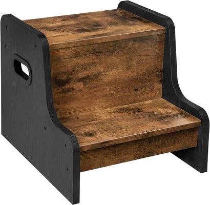 Individuelles Logo Rustikalbraun Zwei-Schritte-Kinderhocker mit Griff