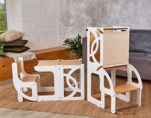 7 in 1 Cabrio-Tower-Tisch für Kleinkinder mit Rückenlehne