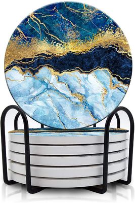 Individuell angefertigte runde 4'6 Stück Marmor lackierte Absorptionsstein-Keramik-Straßenbahn mit Stand