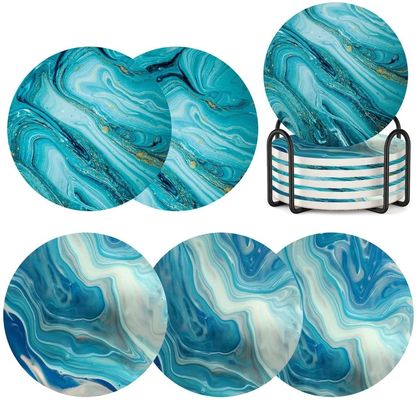 Individuell angefertigte runde 4'6 Stück Marmor lackierte Absorptionsstein-Keramik-Straßenbahn mit Stand