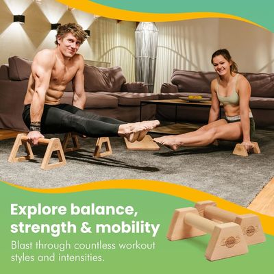 Holzparallettes Schub-Up-Bars PowerBars für Indoor-Fitness Langlebiger Handstand Trainer
