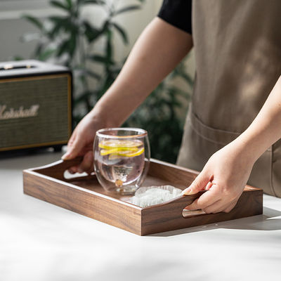 Personalisiertes Logo Akzeptabel Handgefertigt Ende Walnussholz Servierfach mit Handgriffe