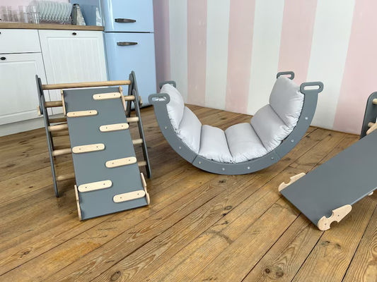 Montessori-Spiel-Turnhalle für Kinder Handgemachte Möbel aus Massivholz Spielzeug Bogenart Gitternetz Kletterrahmen Innenraum Kindermöbel