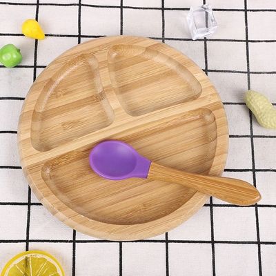 Bambus Baby Teller Dessert Teller Kinder Tischgeschirr Teller mit Cartoon Besteck Set