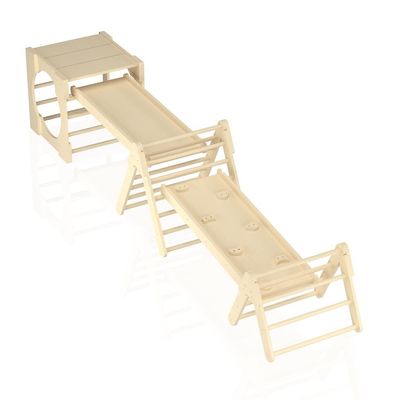 5 in 1 Dreieckskletter-Spielzeug Holz Kleinkind Klettergymnasium mit Rampe und Rutsche