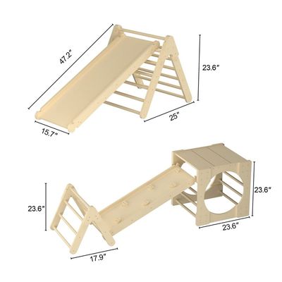 5 in 1 Dreieckskletter-Spielzeug Holz Kleinkind Klettergymnasium mit Rampe und Rutsche