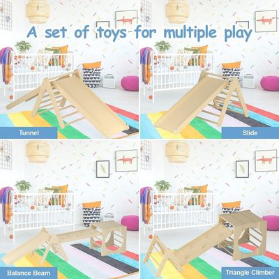 5 in 1 Dreieckskletter-Spielzeug Holz Kleinkind Klettergymnasium mit Rampe und Rutsche