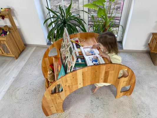 Weihnachtsgeschenke Umweltfreundliche Montessori-Bücherregal für 202406 Kinder Holztischstuhl