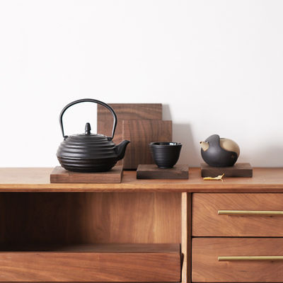 Maßgeschneiderte quadratische Walnuss-Blanke Holz-Coaster für hochwertige Snack und Tee-Tray