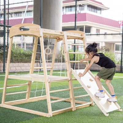 Kindergymnastik Holzkletterrahmen Kletterfelsen Nettschelle Ziehen Sie Bar spielen Zelt Innenraum
