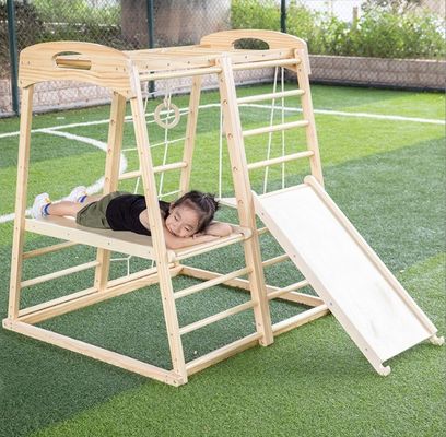 Kindergymnastik Holzkletterrahmen Kletterfelsen Nettschelle Ziehen Sie Bar spielen Zelt Innenraum