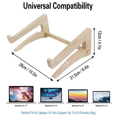 Holz Laptop-Stand für Schreibtisch 11-14 Zoll Kompatible abnehmbare Notebook-Halter Mount