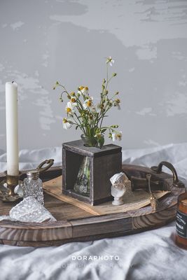 Metallgehandelte Holz-Serviertray für Tee und Freizeit