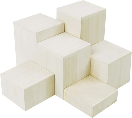 Holz-Display-Stand für Schmuck und Accessoires 6 Stück Quadratrischer in Brenndruck