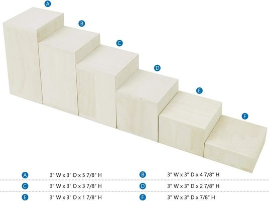 Holz-Display-Stand für Schmuck und Accessoires 6 Stück Quadratrischer in Brenndruck