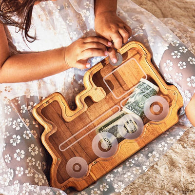 Pinienholz Tier Piggy Bank für Kinder Holz einfache Farbe Drachenform Bank Geldkästen