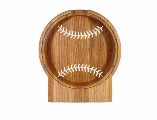 Customized Logo Holz-Schweinchenbank Kinder Geld sparen Sport Baseball-Thema einfache Farbe