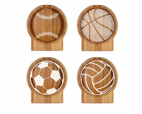 Customized Logo Holz-Schweinchenbank Kinder Geld sparen Sport Baseball-Thema einfache Farbe