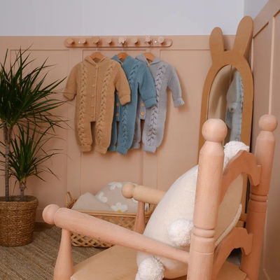 Rustikales Design Holzdekorationsspiegel für Kinder Montessori Wohnzimmer Kleidung