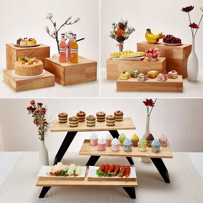 25x39cm Maßgeschneiderte Designs Eichenholz Kekse Dessert Stand für Nachmittagstee