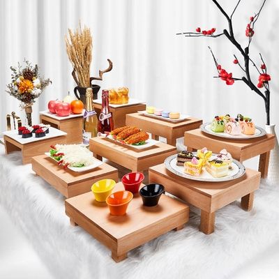 Massivbuchholz Multifunktionales Dessert-Display-Rack für modernen Sushi-Kuchen-Buffet-Stand