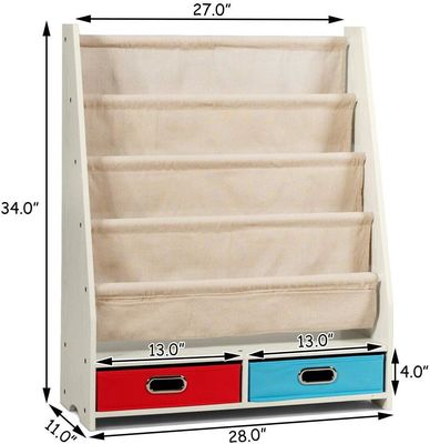 Wohnzimmermöbel Holz Bücherregal-Organisator mit 4 Schleifregalen und 2 ausziehbaren Spielzeuglagerkästen
