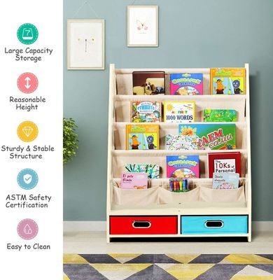 Wohnzimmermöbel Holz Bücherregal-Organisator mit 4 Schleifregalen und 2 ausziehbaren Spielzeuglagerkästen