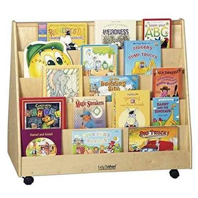 Klassenzimmer Bücherregal Kinderspeicher mit Fleckenfarbe und doppelseitigem mobilen Buchdisplay