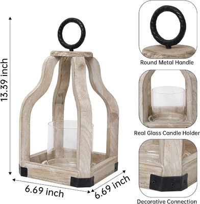 Außen Terrassen Dekor Holz Leuchter Laterne mit Glas Leuchterhalter Druck verbrannt
