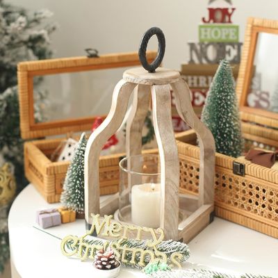 Außen Terrassen Dekor Holz Leuchter Laterne mit Glas Leuchterhalter Druck verbrannt