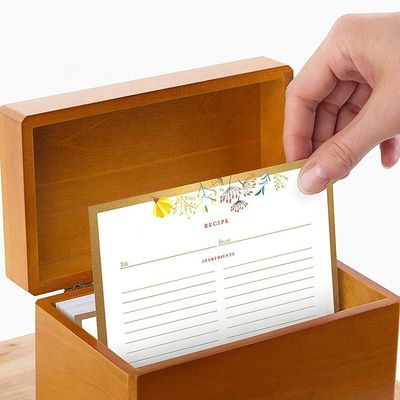 Bequeme Aufbewahrung von 250 Rezeptkarten in Rezeptbox aus Kiefernholz 6,9 "x 3,9" x 5.3