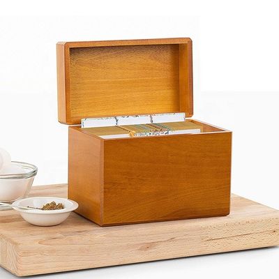 Bequeme Aufbewahrung von 250 Rezeptkarten in Rezeptbox aus Kiefernholz 6,9 "x 3,9" x 5.3
