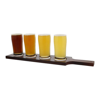 Holz Bier Verkostung Paddel mit Schuss Glashalter Tray FSC zertifiziert