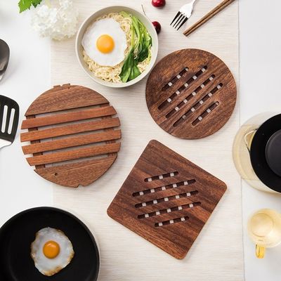 Customized Logo Akzeptable Laser Grave Holzunterlage für personalisierte Kaffeetasse Mat