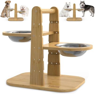 Pet Food Bowl Stand Bambus Erhöhtes Fütterstand für einstellbare Höhe KEIN LCD-Display