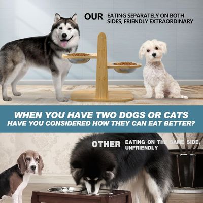 Pet Food Bowl Stand Bambus Erhöhtes Fütterstand für einstellbare Höhe KEIN LCD-Display