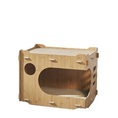 Custom Doppelschicht Katzenkartonhaus mit 2 PCS Katzen Kratzer-Pads Katzen Kratzer-Haus Platz sparen
