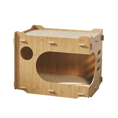 Custom Doppelschicht Katzenkartonhaus mit 2 PCS Katzen Kratzer-Pads Katzen Kratzer-Haus Platz sparen