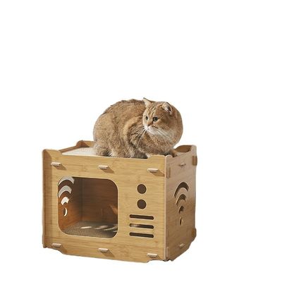 Custom Doppelschicht Katzenkartonhaus mit 2 PCS Katzen Kratzer-Pads Katzen Kratzer-Haus Platz sparen