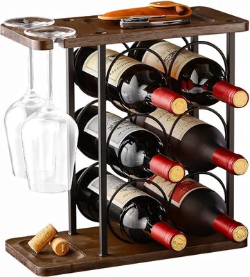 Stehender Typ Schreibtisch Weinhalter mit Holzteller und Organisation