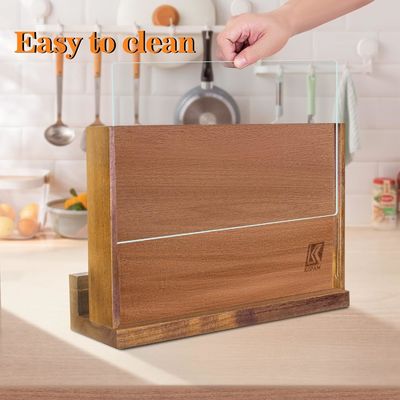 Doppelseitiges magnetisches Holzmesserregal mit Acrylschutzschild und individuellem Logo