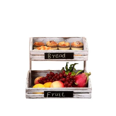 Personalisiertes Logo 2 Stufe Bauernhaus Holzkorb für Küche Esszimmer und Gästezimmer