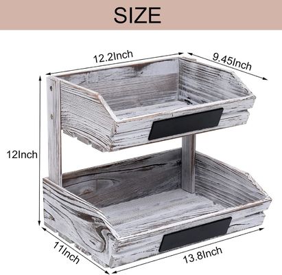 Personalisiertes Logo 2 Stufe Bauernhaus Holzkorb für Küche Esszimmer und Gästezimmer