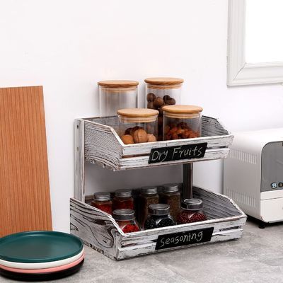 Personalisiertes Logo 2 Stufe Bauernhaus Holzkorb für Küche Esszimmer und Gästezimmer