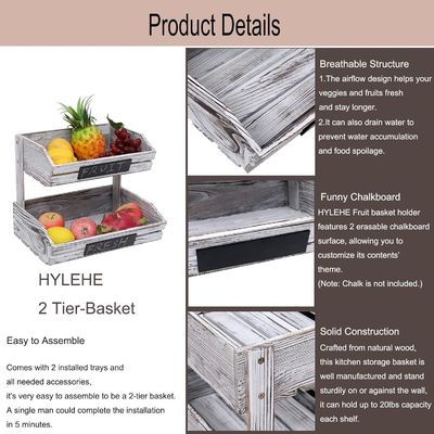 Personalisiertes Logo 2 Stufe Bauernhaus Holzkorb für Küche Esszimmer und Gästezimmer